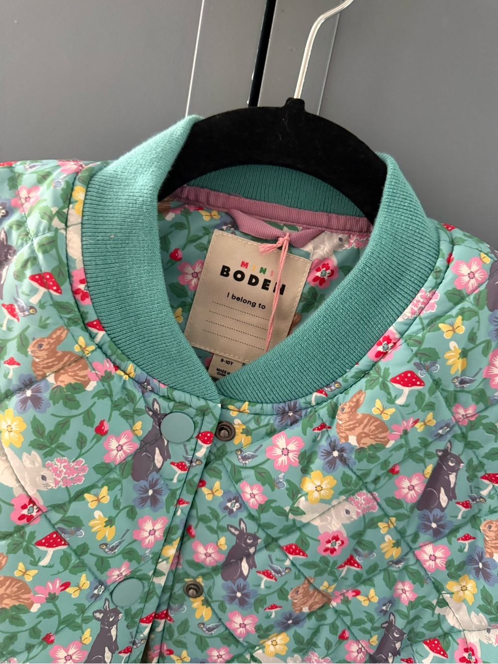 Boden Kids Quilted Floral Jacket - Green - Picture 10 of 10